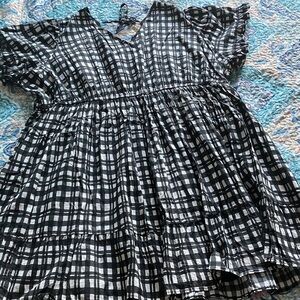 Terra & Sky Black and White Checkered Midi Dress